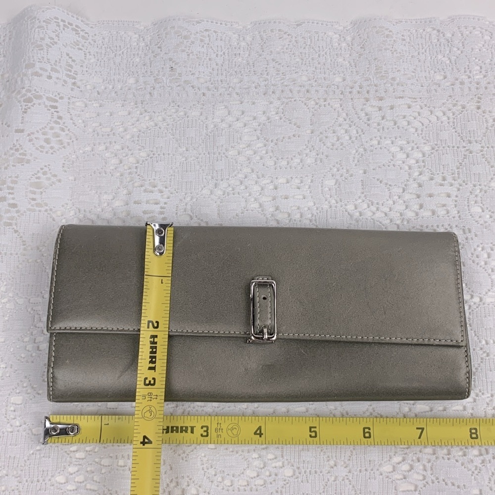 Vintage Coach Leather Wallet Gray Silver Clasp opening Zip Pocket Signature C - Picture 15 of 17